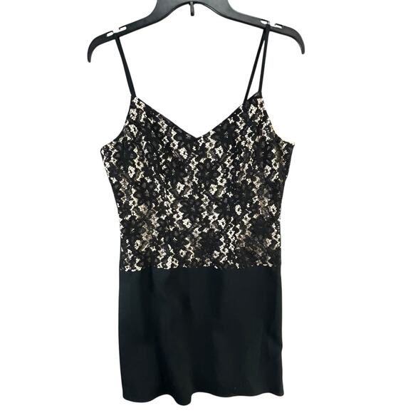 Carole Little Dress 10P Black Beaded Lace Spaghetti Strap Drop Waist Whimsygoth - Picture 6 of 15